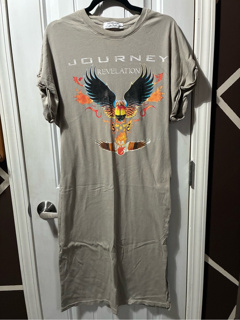 Free People Taupe 'Journey Revelation' Graphic Short-Sleeve Tshirt dress
